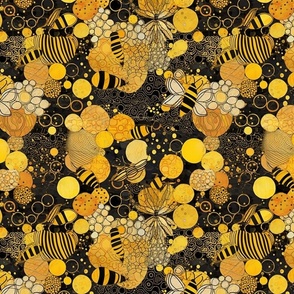 art nouveau yellow gold and black bees inspired by gustav klimt