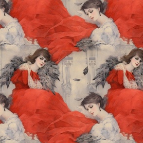 flapper beauties in red and gray