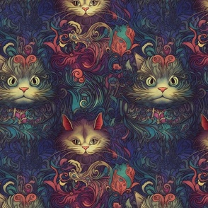 surreal fairy tale cheshire cat inspired by louis wain