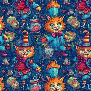 mad hatter anthro cat inspired by louis wain