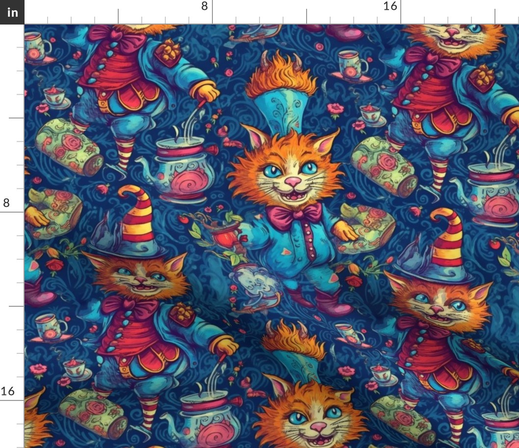 mad hatter anthro cat inspired by louis wain