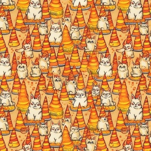 cats and candy corn inspired by louis wain