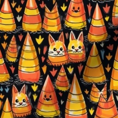 candy corn cats inspired by louis wain