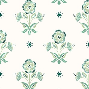 floral star/green/large