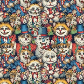 louis wain inspired victorian anthro cat clowns
