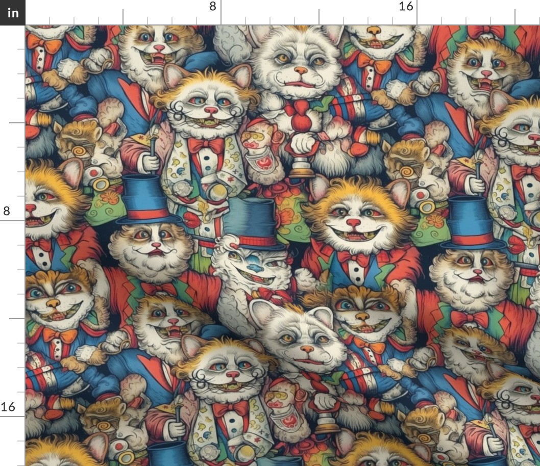 louis wain inspired victorian anthro cat clowns