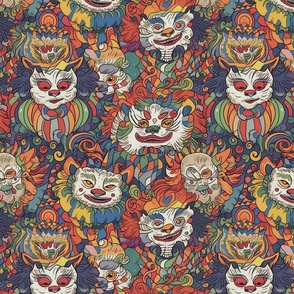 anthro cat clowns inspired by louis wain