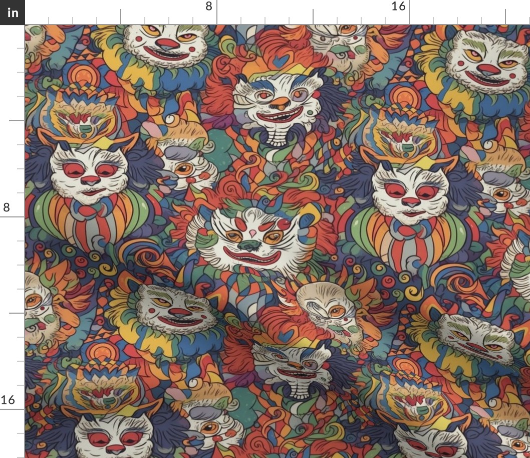 anthro cat clowns inspired by louis wain