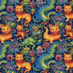 japanese cat dragons inspired by louis wain