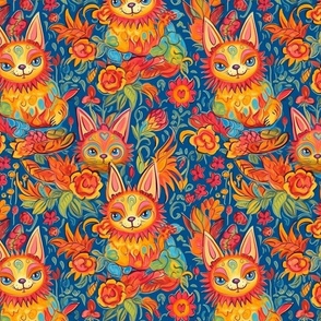 botanical flower cats inspired by louis wain