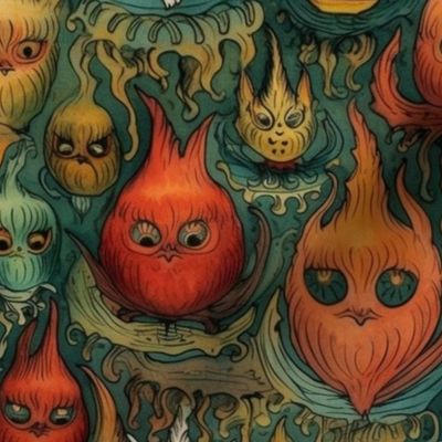 louis wain inspired ghost cat spirits