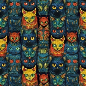 all the cat faces inspired by louis wain
