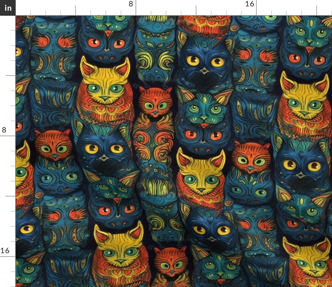 all the cat faces inspired by louis wain