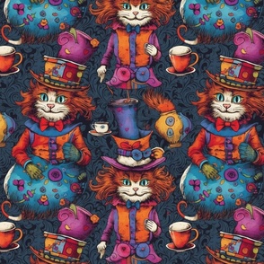 anthro mad hatter cat inspired by louis wain