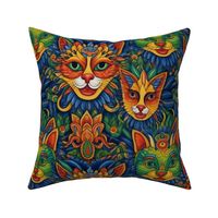 mardi gras party cats inspired by louis wain