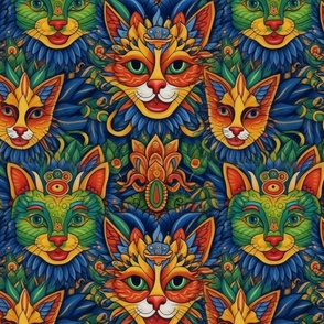 mardi gras party cats inspired by louis wain