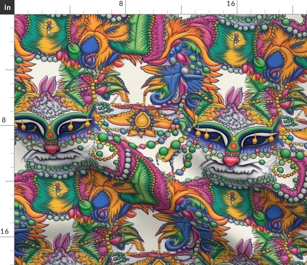 abstract mardi gras beads and cats inspired by louis wain