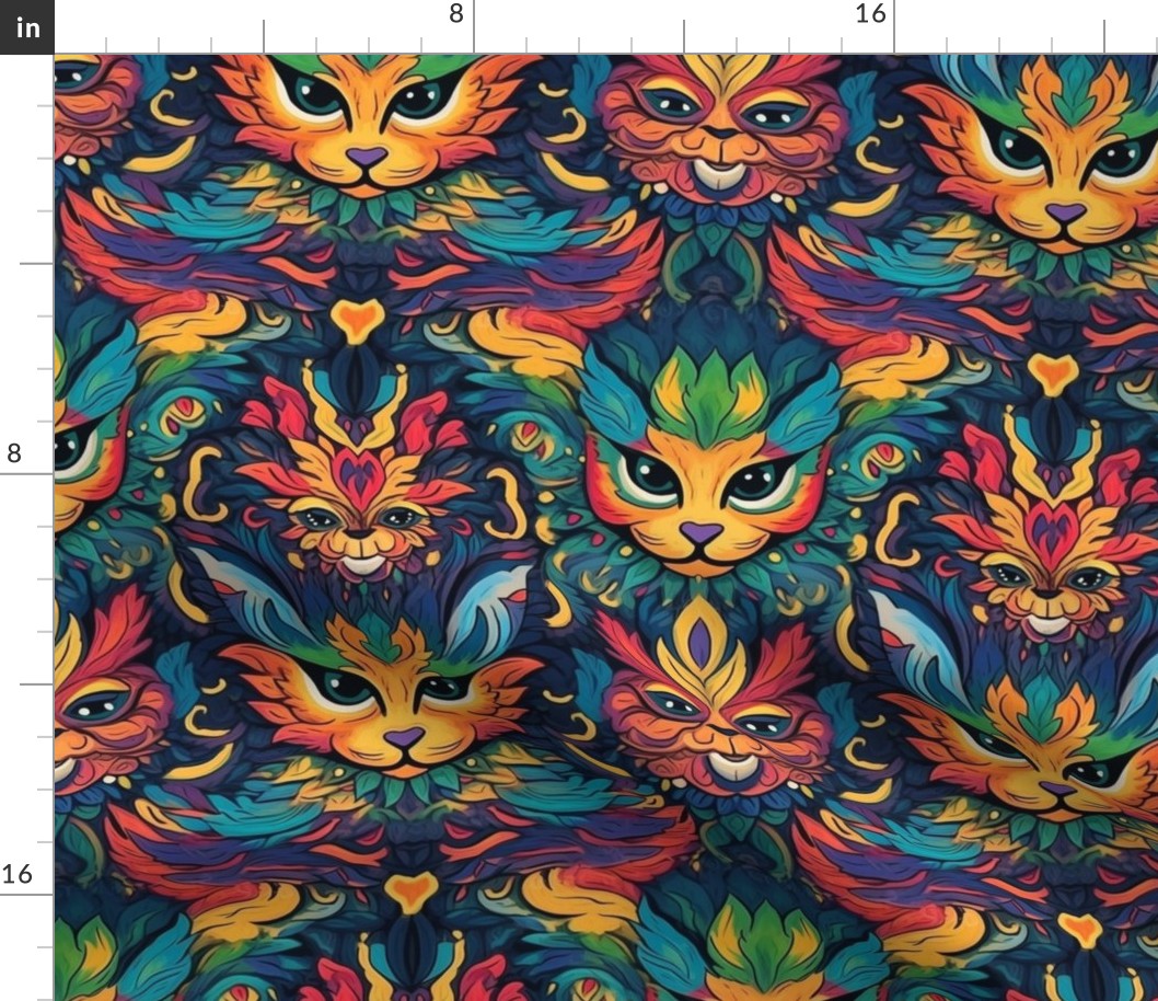 louis wain inspired psychedelic kitty cats