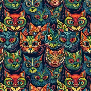 the main colored cats of mardi gras inspired by louis wain