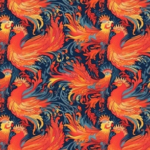 fire bird phoenix in brilliant red orange and gold