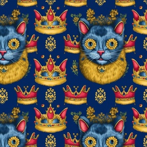 royal blue anthro cat inspired by louis wain