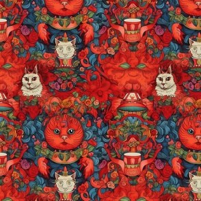 anthro cat red queen of hearts inspired louis wain