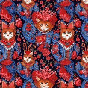 louis wain inspired anthro cat red queen of hearts