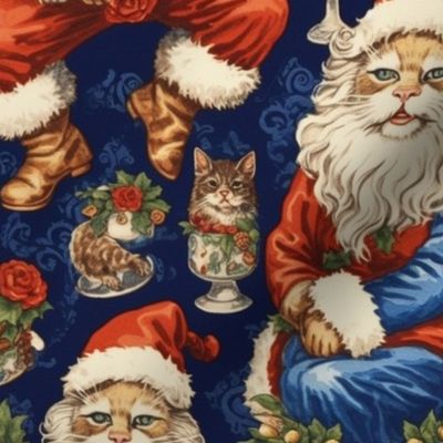 louis wain inspired anthro cat santa claus