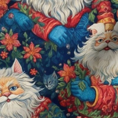 anthro cat santa claus inspired by louis wain