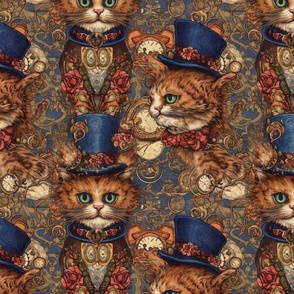 louis wain steampunk cats in a top hat
