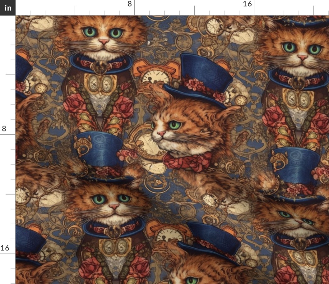 louis wain steampunk cats in a top hat