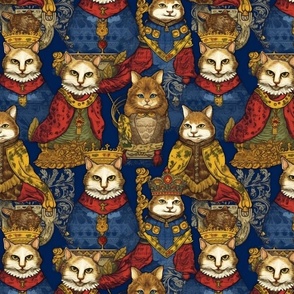 louis wain inspired king queen and princess cat at court