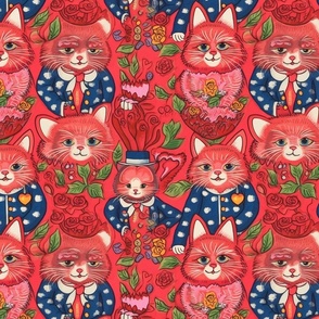 louis wain inspired anthro red cat valentine