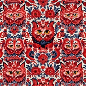 red cat valentine inspired by louis wain