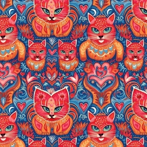 louis wain inspired valentine cat hearts
