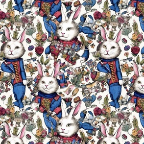 louis wain inspired anthro white rabbit