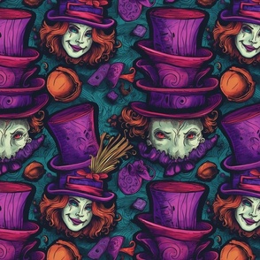 gothic mad hatter in purple and blue