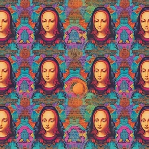 psychedelic portrait of  mona lisa