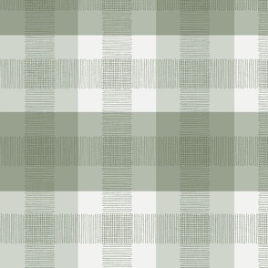 plaid green white vintage French farmhouse large scale