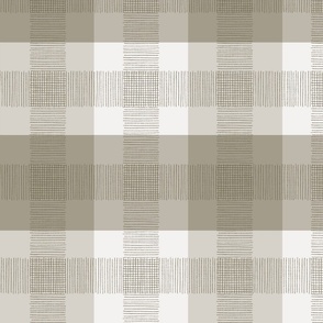 plaid brown white French vintage farmhouse large scale