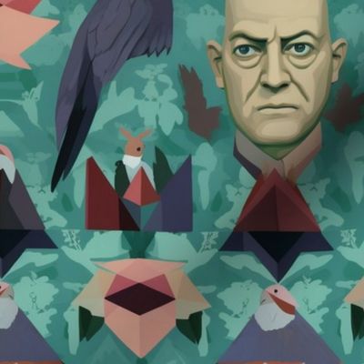 vultures are watching aleister crowley inspired by magritte