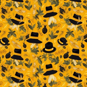 magritte inspired bees in hats