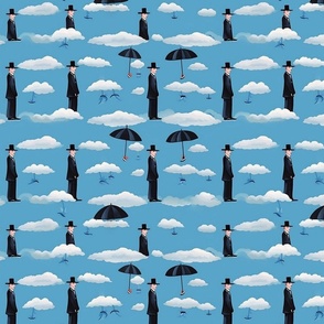 magritte inspired walking in the sky
