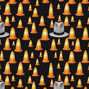 magritte inspired candy corn traffic cones