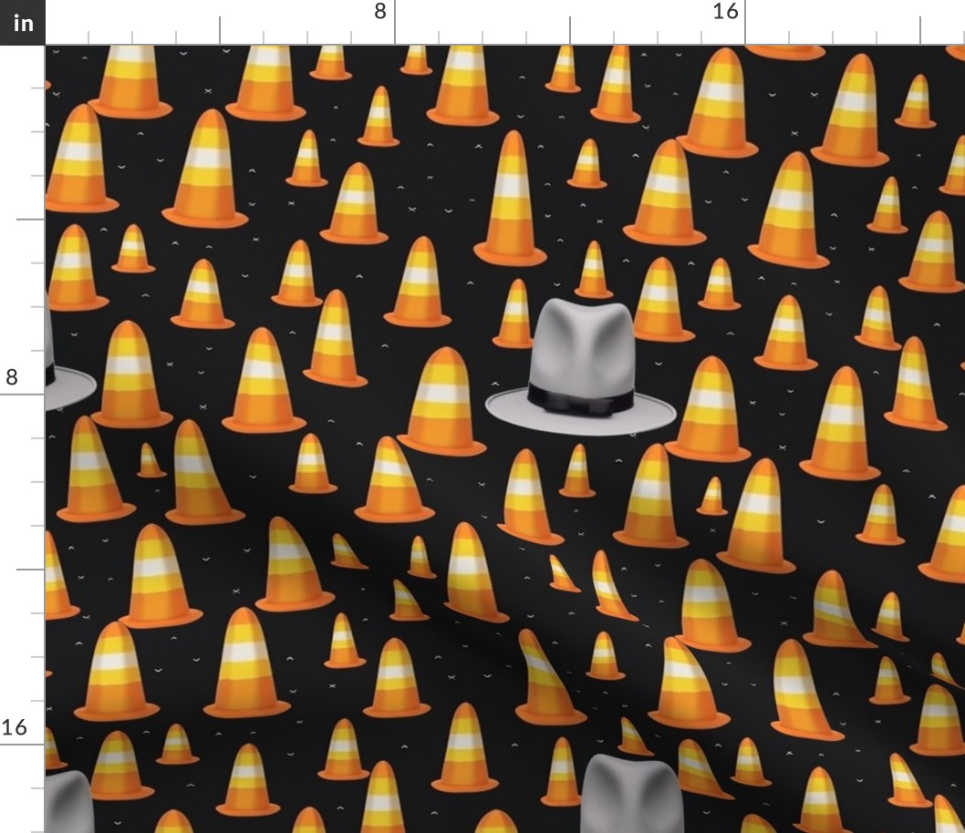 magritte inspired candy corn traffic cones