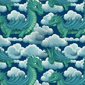 magritte inspired surreal two headed dragons