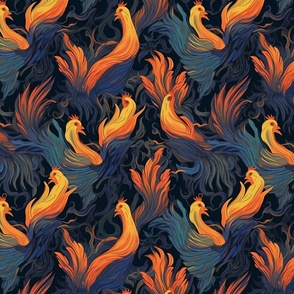 magritte inspired fire bird phoenix