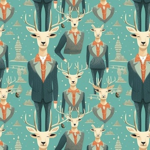 magritte inspired anthro reindeer in suits