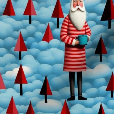 magritte inspired surreal santa claus christmas