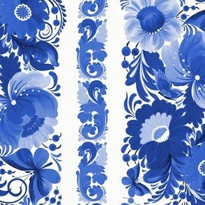 medium // Vertical Floral stripes in blue